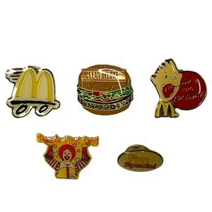 Lot of 5 Vintage Mcdonald's Pins People First Day-M Skateboard-McLean-Big Mac